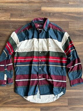 Ralph Lauren Striped Button-Down Shirt in Navy, Burgundy, Green, Cream
